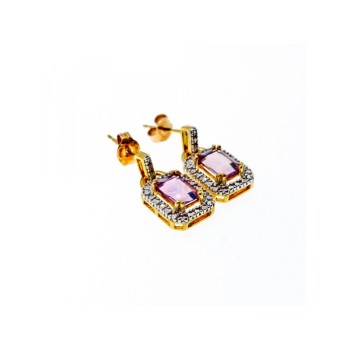 925 Sterling Silver Gold Plated Amethyst Stud Earrings