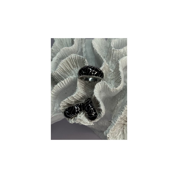 925 Sterling Silver Enamel Ring & Earrings Set Size 9