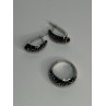 925 Sterling Silver Enamel Ring & Earrings Set Size 9