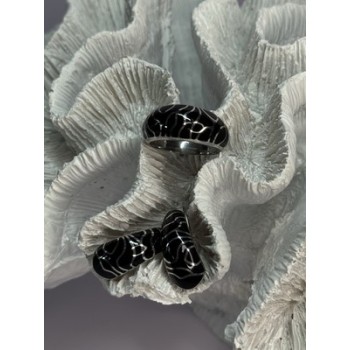 925 Sterling Silver Enamel Ring & Earrings Set Size 9