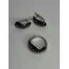 925 Sterling Silver Enamel Ring & Earrings Set Size 9