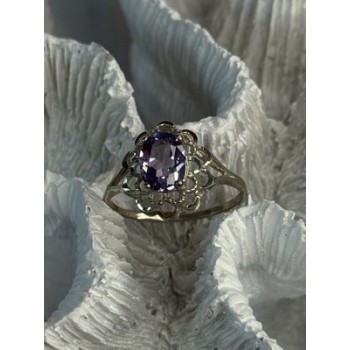 925 Sterling Silver Amethyst Ring Size 7.5