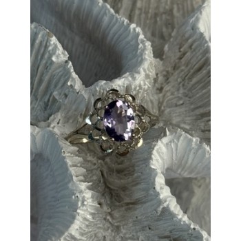 925 Sterling Silver Amethyst Ring Size 7.5