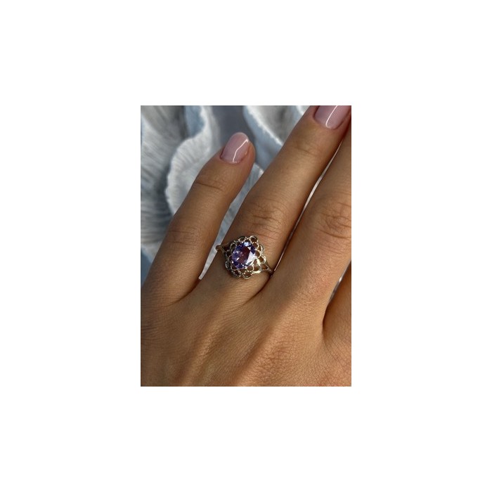 925 Sterling Silver Amethyst Ring Size 7.5