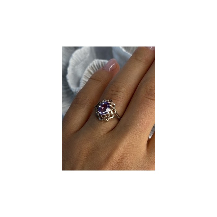 925 Sterling Silver Amethyst Ring Size 7.5