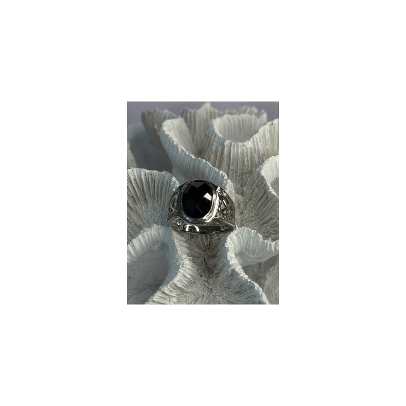 925 Sterling Silver Onyx & Beryl Ring Size 9