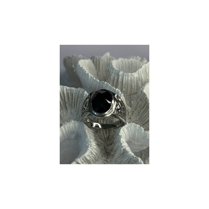 925 Sterling Silver Onyx & Beryl Ring Size 9