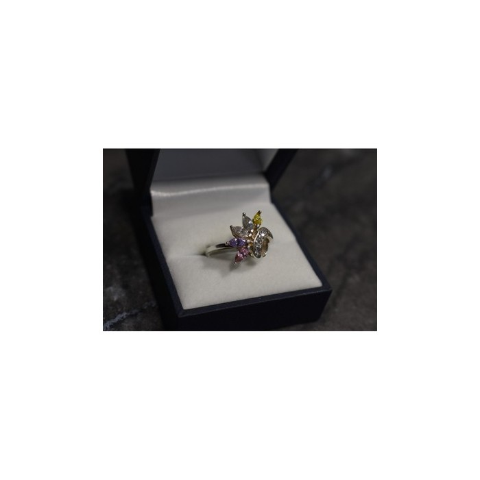 925 Sterling Silver Multicolor CZ Ring Size 9