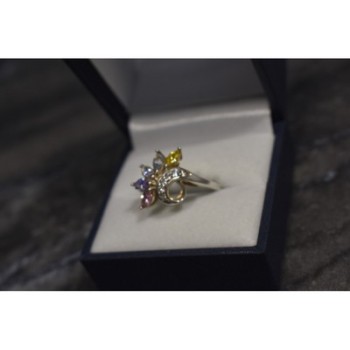 925 Sterling Silver Multicolor CZ Ring Size 9