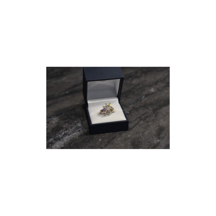 925 Sterling Silver Multicolor CZ Ring Size 9