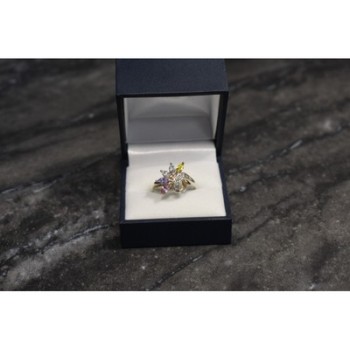 925 Sterling Silver Multicolor CZ Ring Size 9