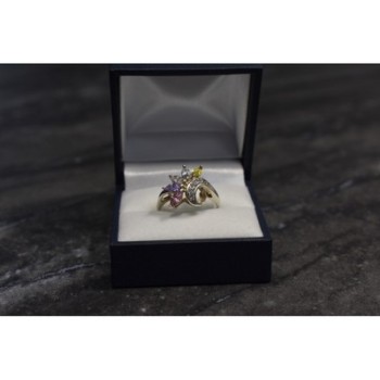 925 Sterling Silver Multicolor CZ Ring Size 9