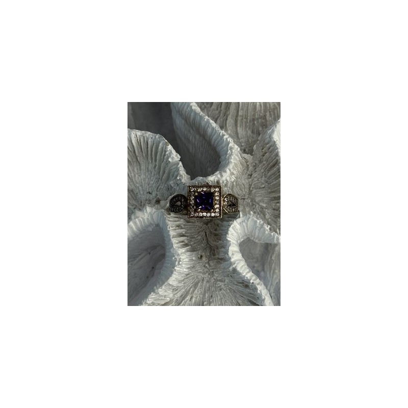 925 Sterling Silver Amethyst & Beryl Ring Size 7