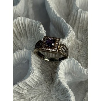 925 Sterling Silver Amethyst & Beryl Ring Size 7