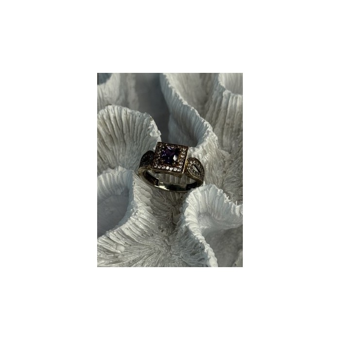 925 Sterling Silver Amethyst & Beryl Ring Size 7