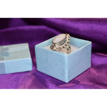 925 STERLING SILVER MOTHER OF PEARL & MARCASITES RING SIZE 6.5