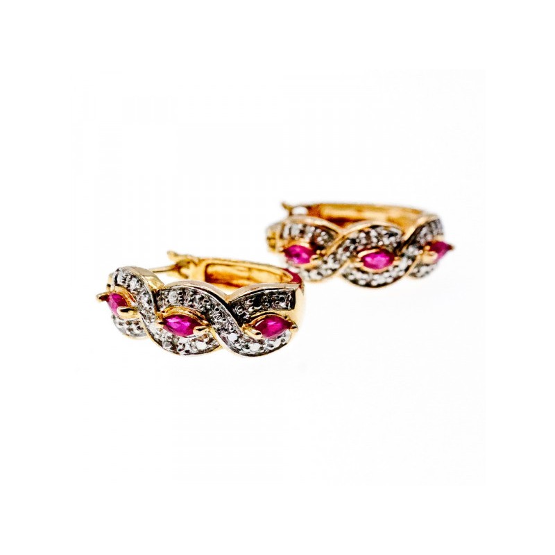 925 Sterling Silver Gold Plated Pink Topaz Earrings
