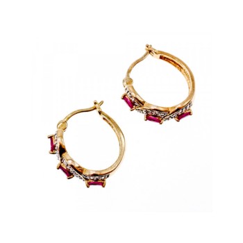 925 Sterling Silver Gold Plated Pink Topaz Earrings