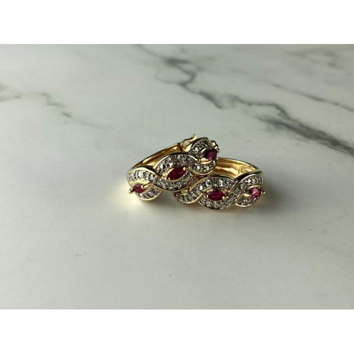 925 Sterling Silver Gold Plated Pink Topaz Earrings