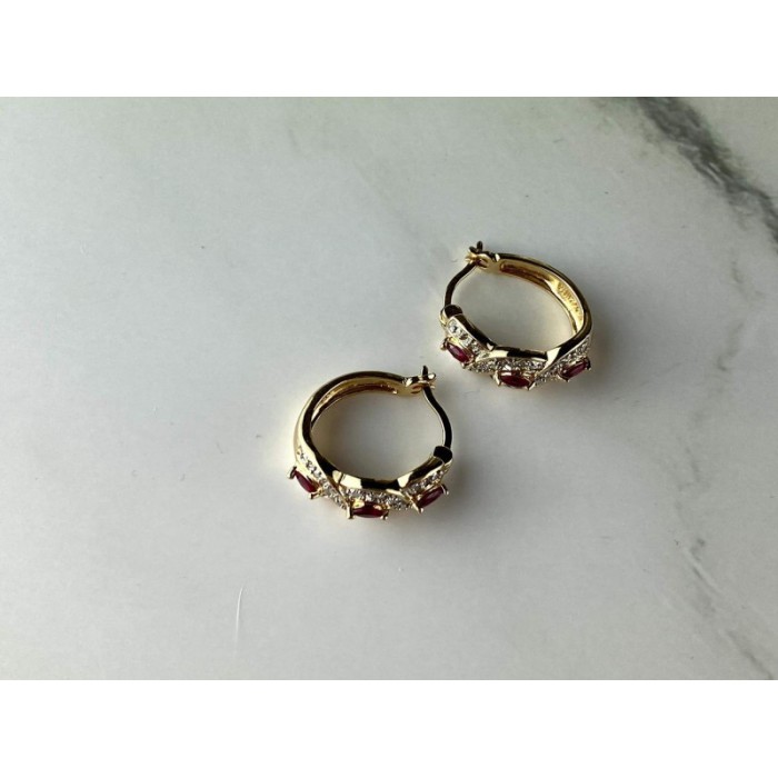 925 Sterling Silver Gold Plated Pink Topaz Earrings