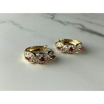925 Sterling Silver Gold Plated Pink Topaz Earrings