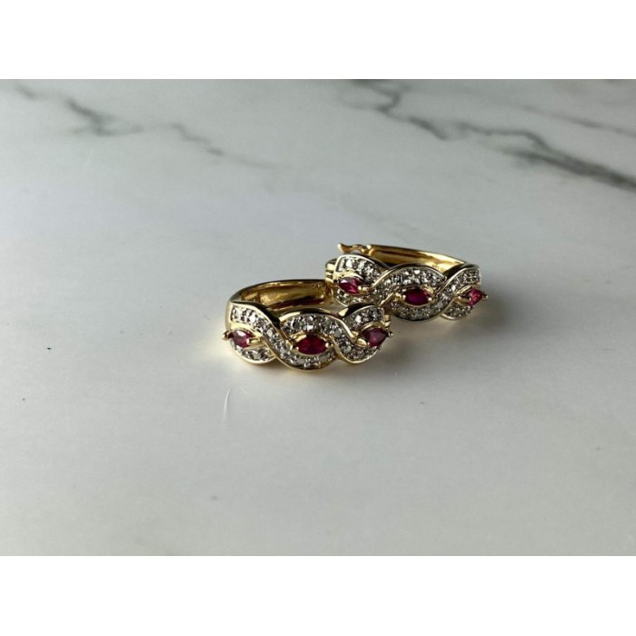 925 Sterling Silver Gold Plated Pink Topaz Earrings