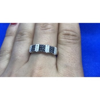 925 Sterling Silver Black Spinel Ring Size 8