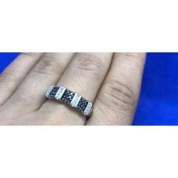 925 Sterling Silver Black Spinel Ring Size 8
