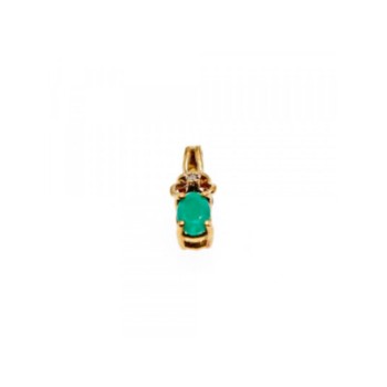 10K YELLOW GOLD EMERALD & DIAMOND PENDANT