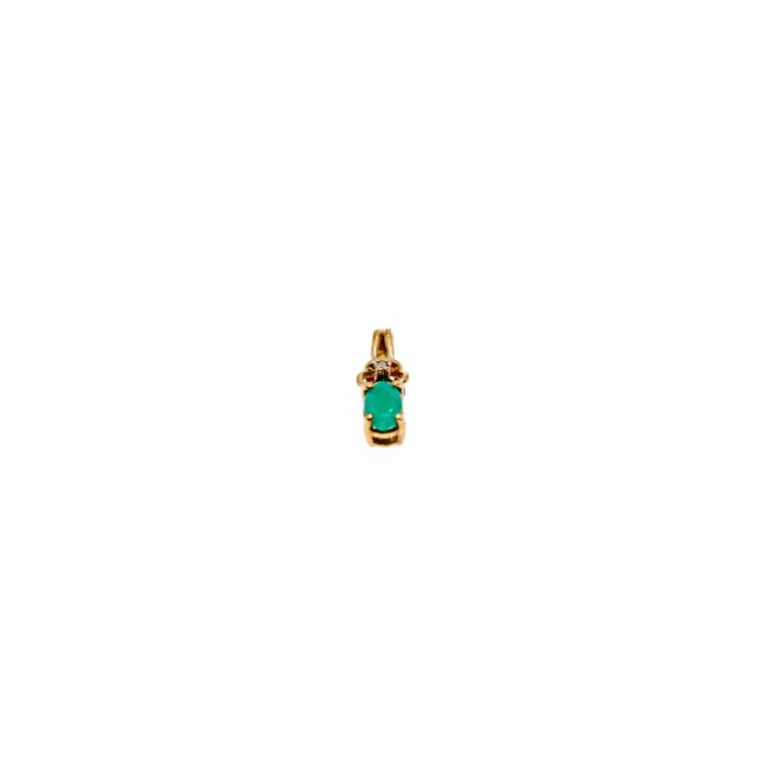 10K YELLOW GOLD EMERALD & DIAMOND PENDANT
