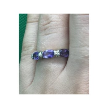 925 Sterling Silver Amethyst Ring Size 6.5