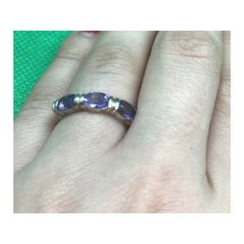 925 Sterling Silver Amethyst Ring Size 6.5