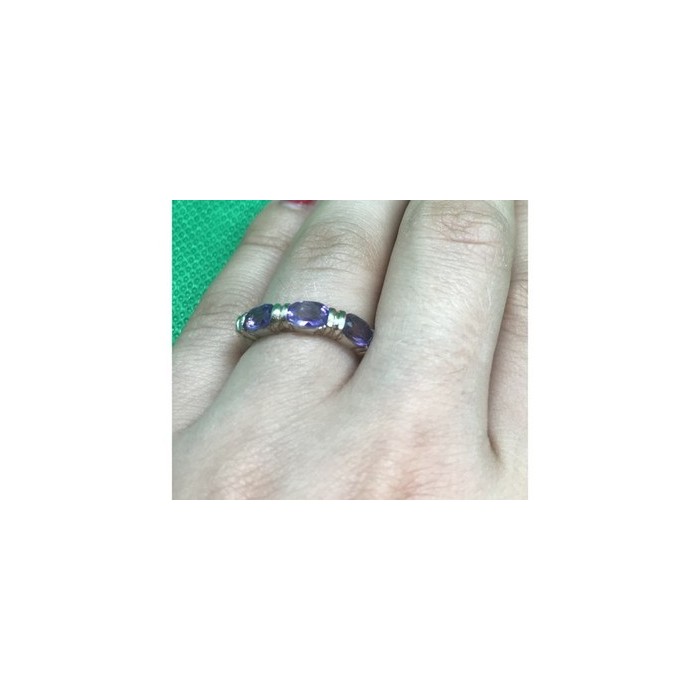 925 Sterling Silver Amethyst Ring Size 6.5