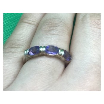 925 Sterling Silver Amethyst Ring Size 6.5