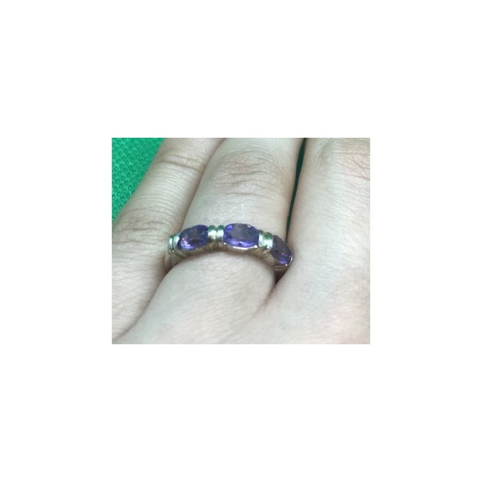 925 Sterling Silver Amethyst Ring Size 6.5