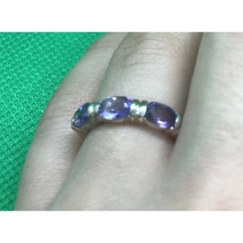 925 Sterling Silver Amethyst Ring Size 6.5