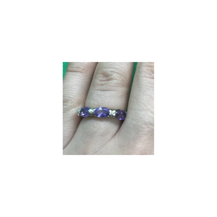 925 Sterling Silver Amethyst Ring Size 6.5