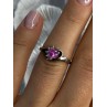 925 Sterling Silver Pink Topaz Heart Ring Size 6