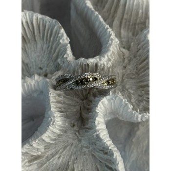 925 Sterling Silver Gold Part Emerald Ring Size 6