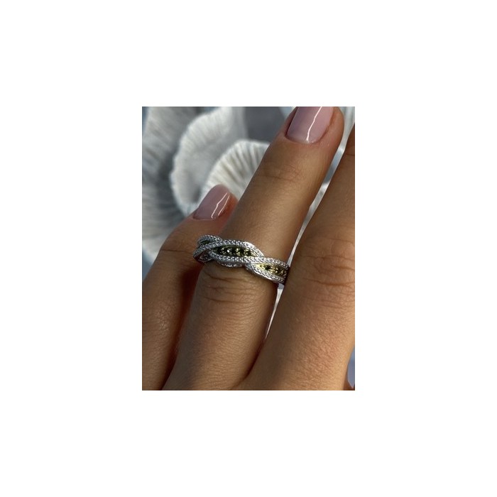 925 Sterling Silver Gold Part Emerald Ring Size 6