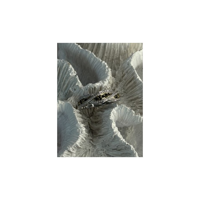 925 Sterling Silver Gold Part Emerald Ring Size 6