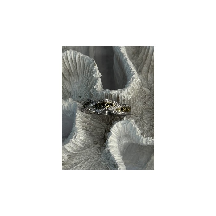 925 Sterling Silver Gold Part Emerald Ring Size 6