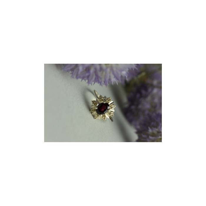 925 Sterling Silver Rubellite & CZ Ring Size 11