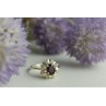 925 Sterling Silver Rubellite & CZ Ring Size 11