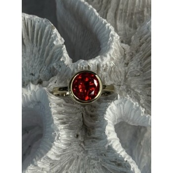 925 Sterling Silver Orange Crystal Ring Size 7