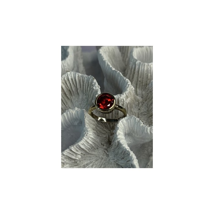 925 Sterling Silver Orange Crystal Ring Size 7