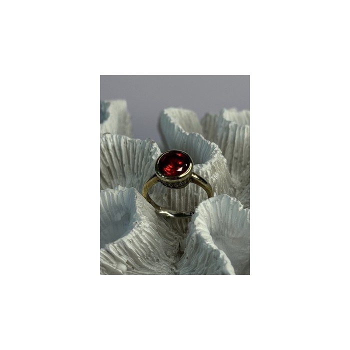 925 Sterling Silver Orange Crystal Ring Size 7