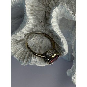 925 Sterling Silver Orange Crystal Ring Size 7