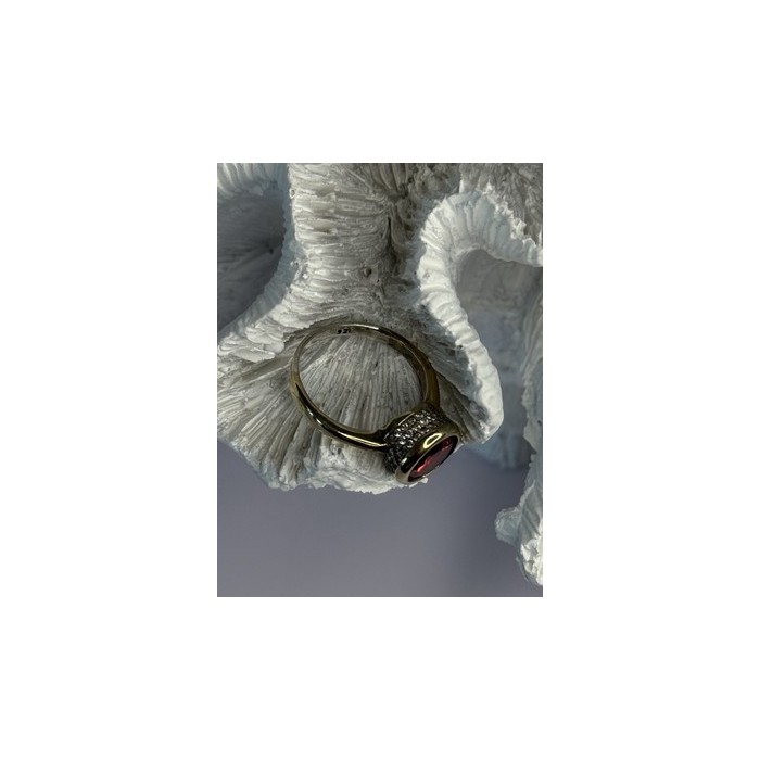 925 Sterling Silver Orange Crystal Ring Size 7