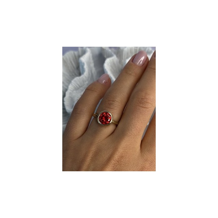 925 Sterling Silver Orange Crystal Ring Size 7